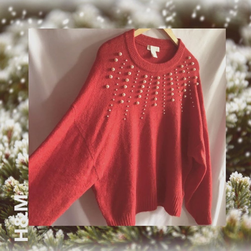 H&M Pearl Embellished Cozy Sweater